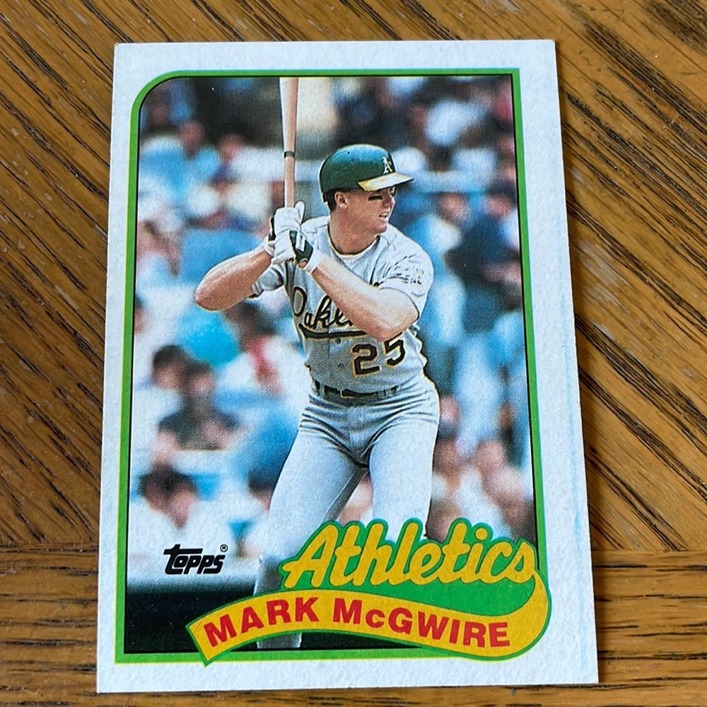 Mark McGwire Topps 1989 Baseball Card Double Error